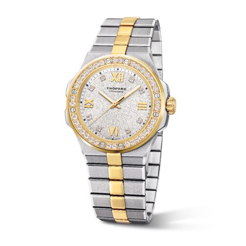 Alpine-Eagle-XSmall-geelgoud-met-staal,--index-met-8-diamanten-0.09-ct.,-lunette-met--36-diamanten-0.57-ct.,-ø-33-mm