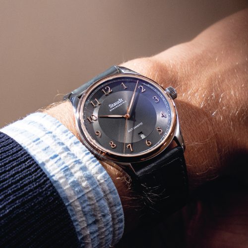 Prelude-Automatic,-staal,-wijzerplaat-in-Sunburst-grijs,--ø-40,8-mm,-alligatorlederen-band