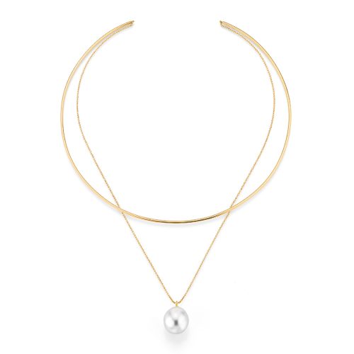 collier-Open-Mind,-geelgoud--met-Zuidzee-parels