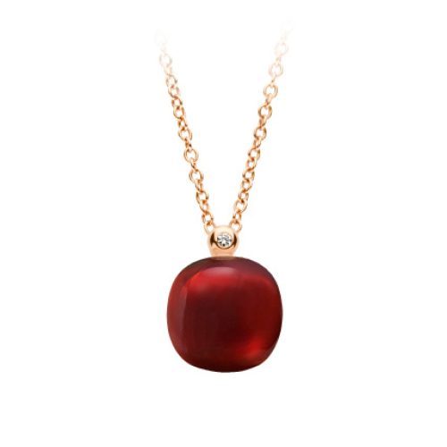 hanger-Mini-Sweety,-roségoud-bezet-met-granaat-en-briljant-0.01-ct